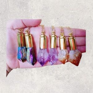 Bullet Quartz Necklace Raw Natural Stone Titanium